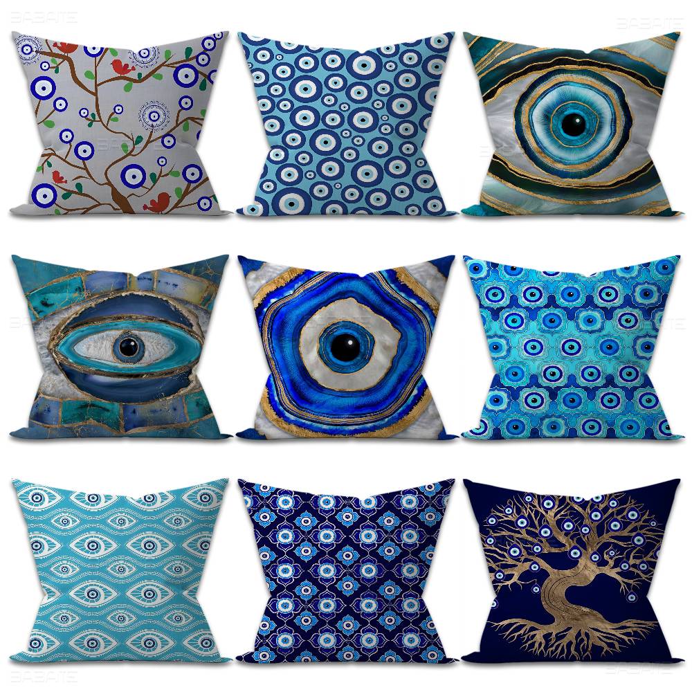 Home Textiles Turkey - Turkey Blue Heart Evil Eye Cushion