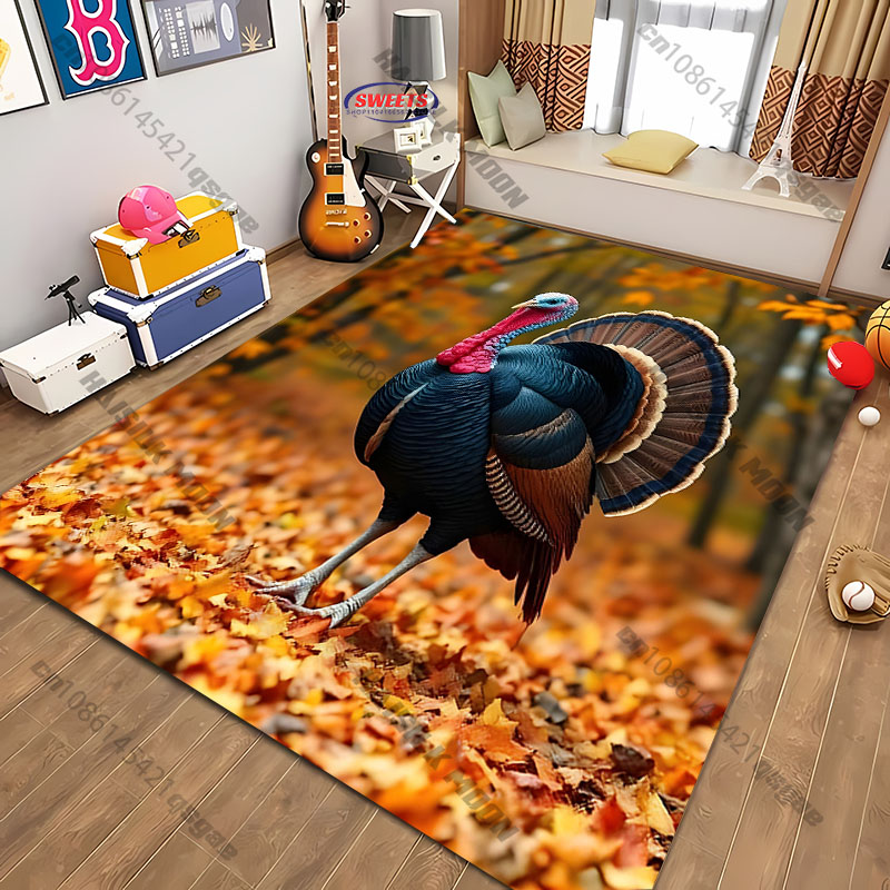 Home Textiles Turkey - Vibrant Turkey Rug, Colorful Thanksgiving Bird
