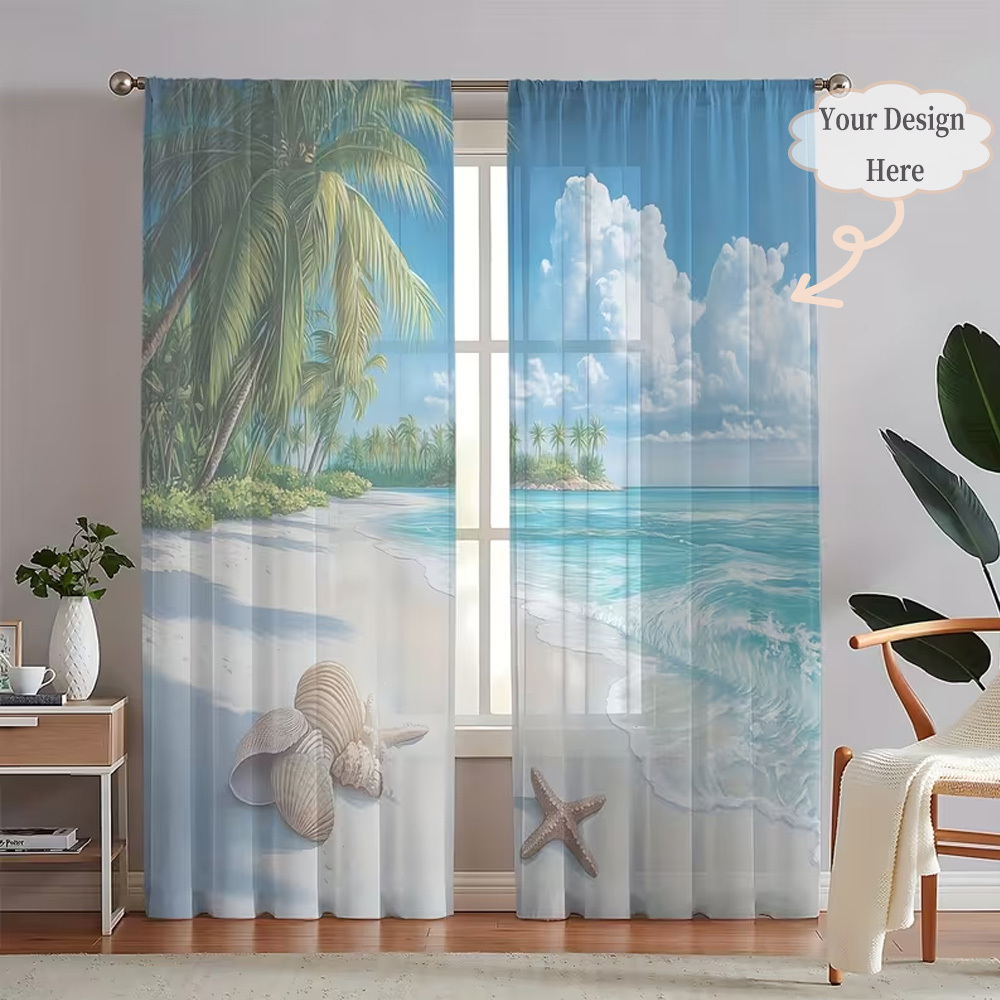 Home Textiles & Decorations - Custom 2D Flat 2pcs Sheer Curtains,