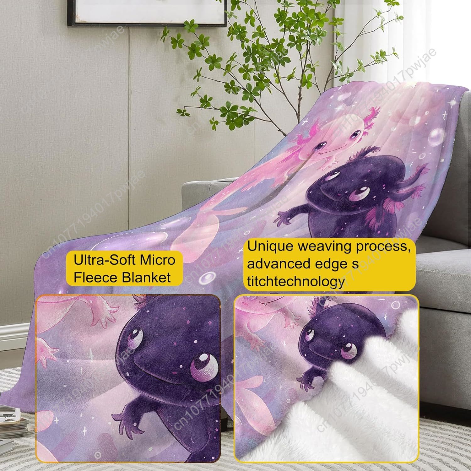 Axolotl Blanket Cute Axolotls  - Home Textiles & Decorations review and price