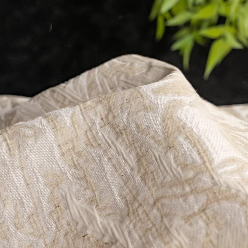 Beige Linen Jacquard Fabric Fl - Home Textiles Designer review and price