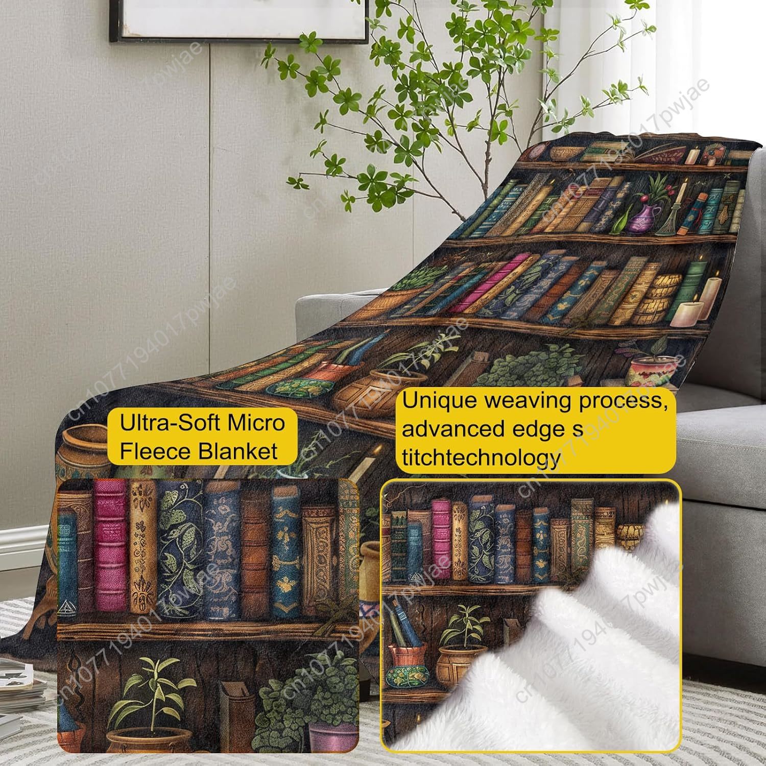Vintage Bookshelf Blanket Read - Home Textiles & Decorations review and price
