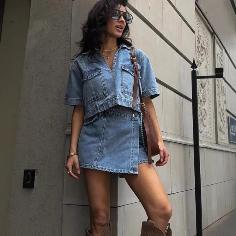 Women's 2 Piece Denim Outfits  - Quilt Cotton Summer review and price
