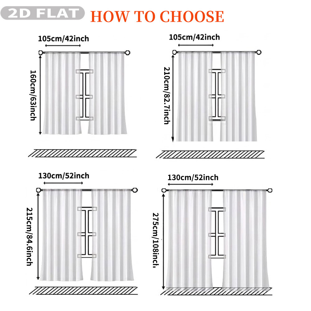 Custom 2D Flat 2pcs Sheer Curt - Home Textiles & Decorations review and price