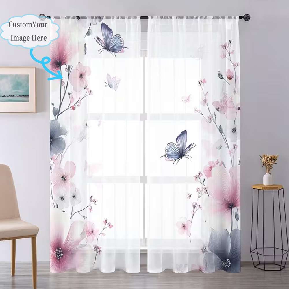 Custom 2D Flat 2pcs Sheer Curt - Home Textiles & Decorations review and price