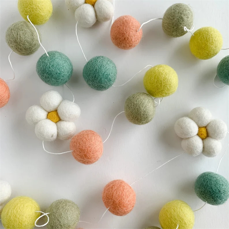 Ins Wool Felt Balls Daisy Flow - Home Textiles Photos review and price