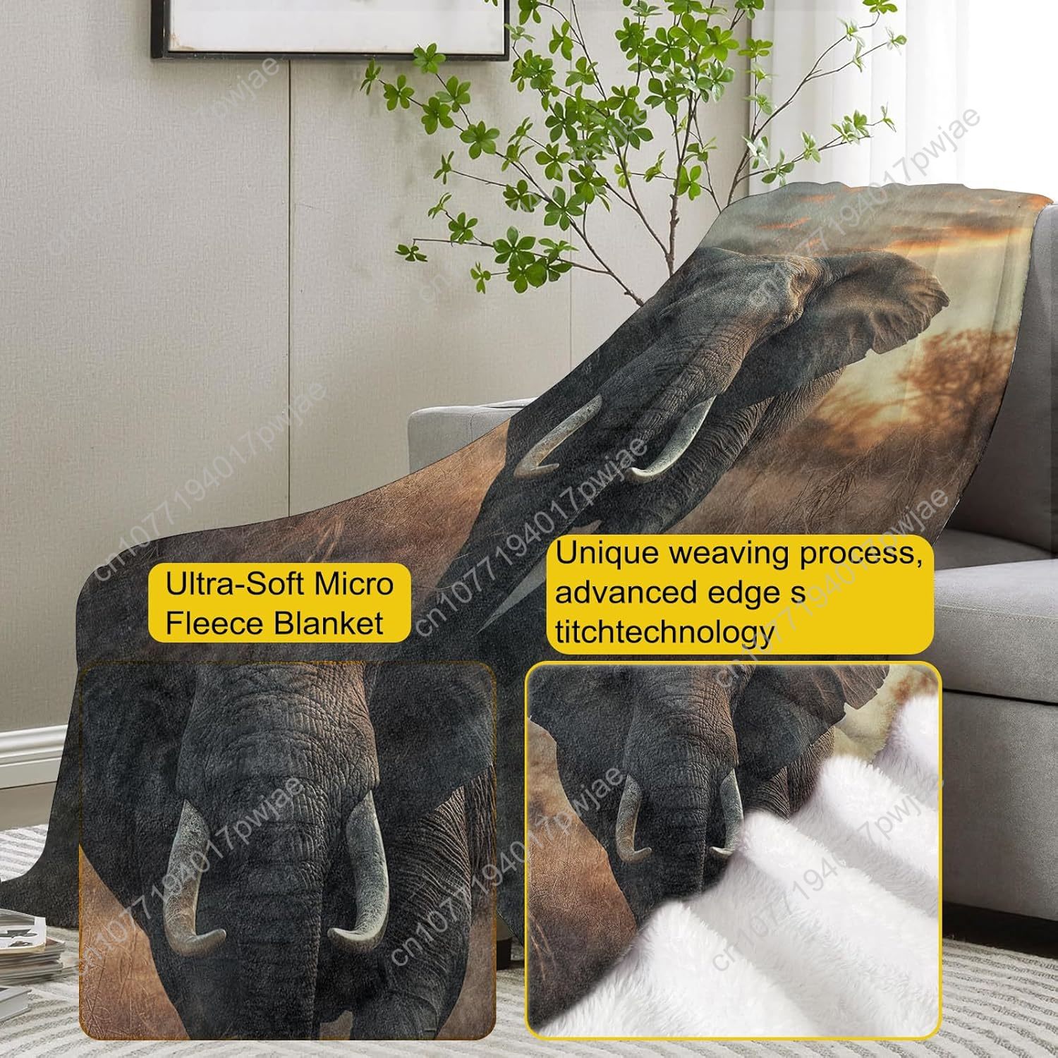 Elephant Fleece Blanket, Reali - Home Textiles Throw review and price