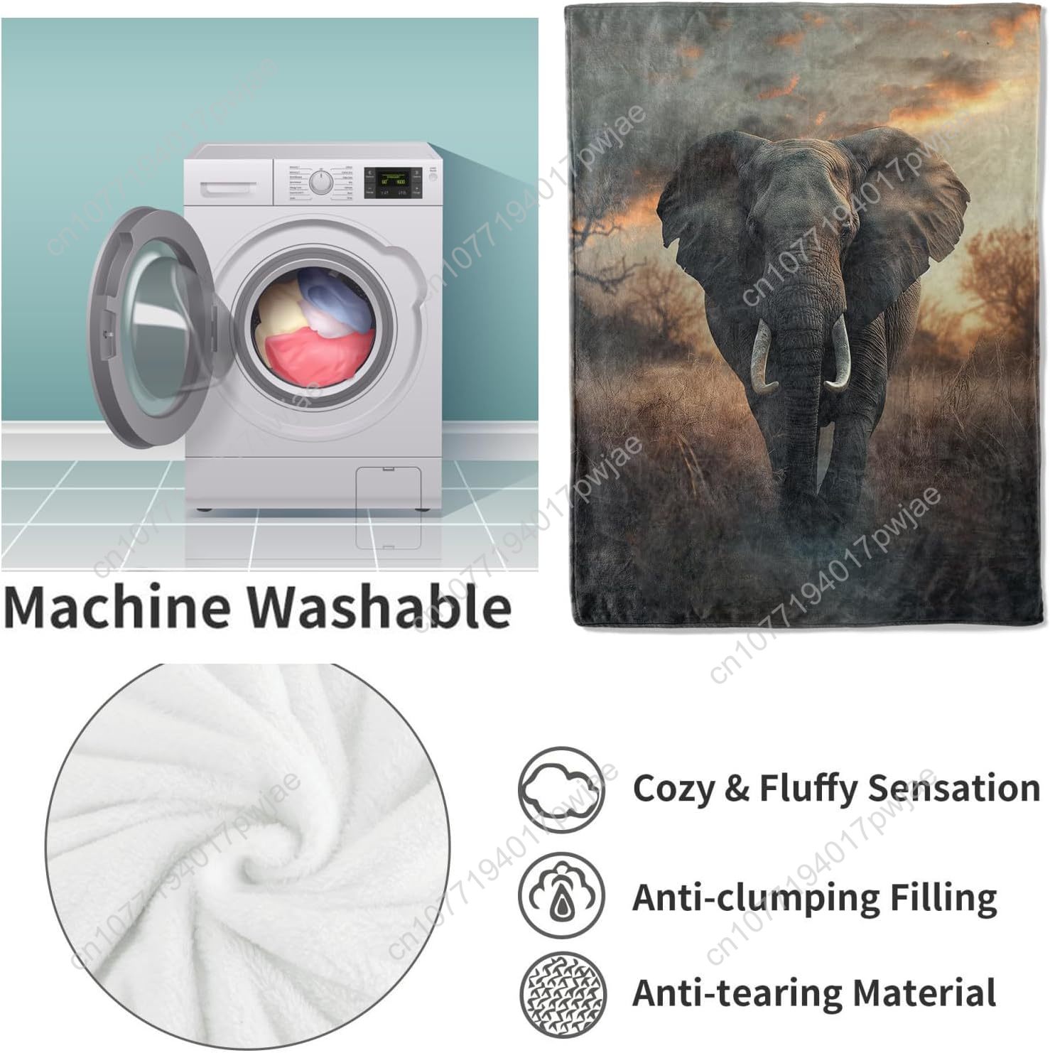 Elephant Fleece Blanket, Reali - Home Textiles Throw review and price