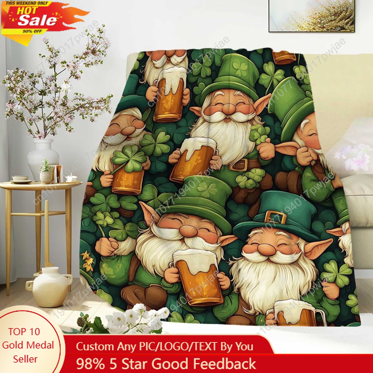 St. Patrick’s Day Gnome Throw  - Home Textiles & Decorations review and price