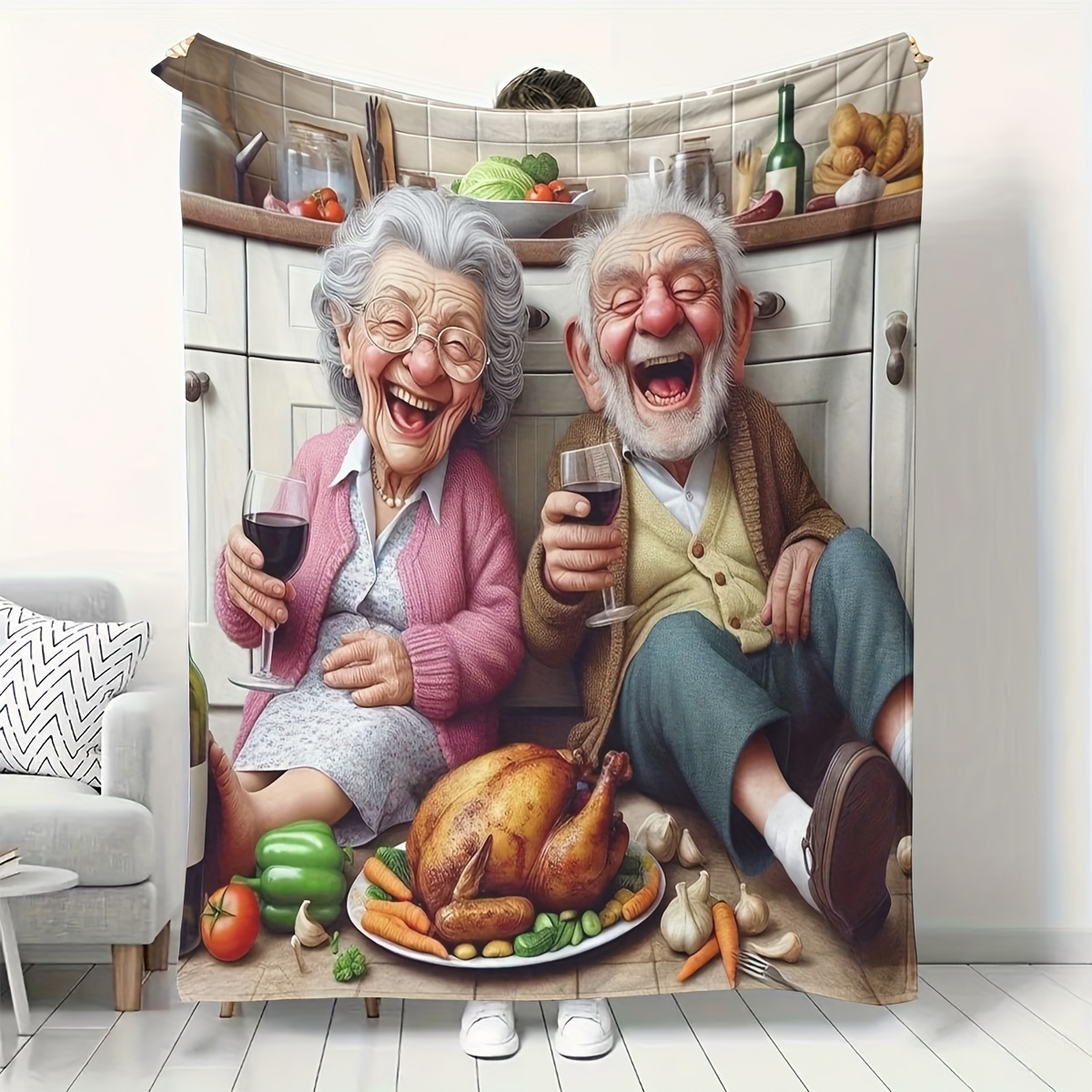 Funny Cartoon Old Couple Enjoy - Home Textiles Turkey review and price
