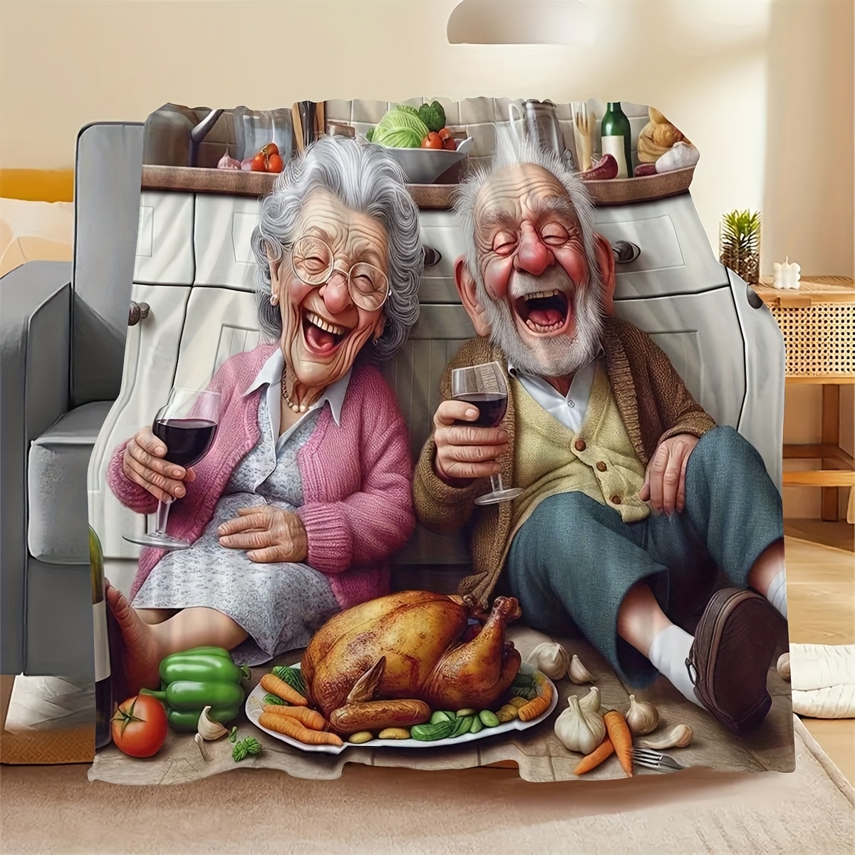 Funny Cartoon Old Couple Enjoy - Home Textiles Turkey review and price