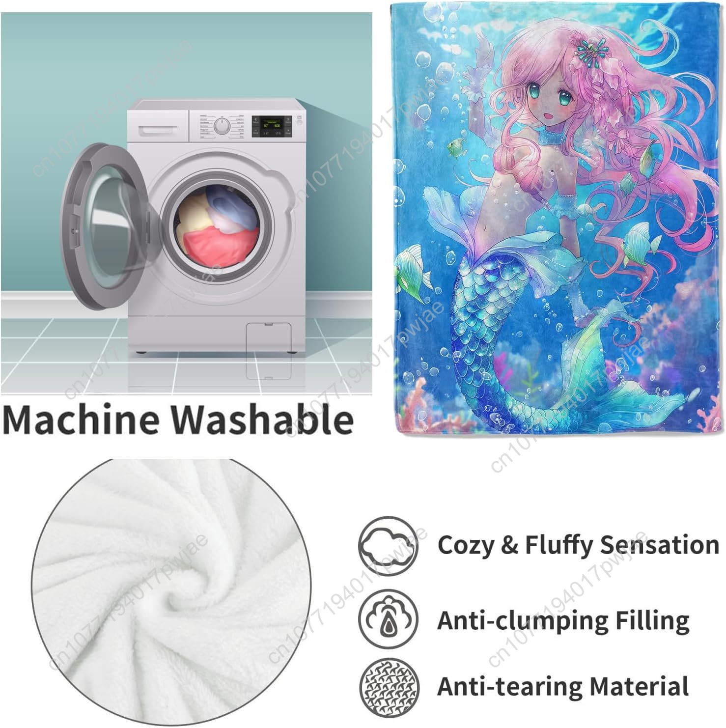 Cute Mermaid Blanket Cartoon F - Home Textiles & Decorations review and price