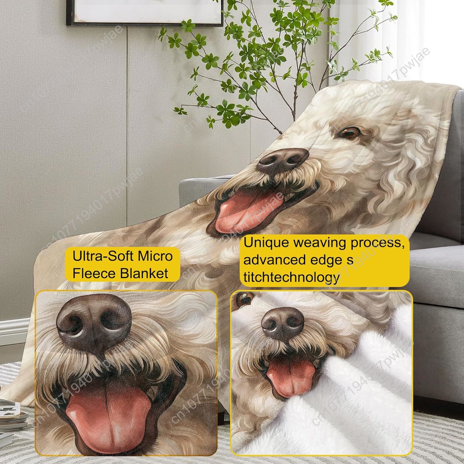 Joyful Poodle Portrait Blanket - Home Textiles Designer review and price