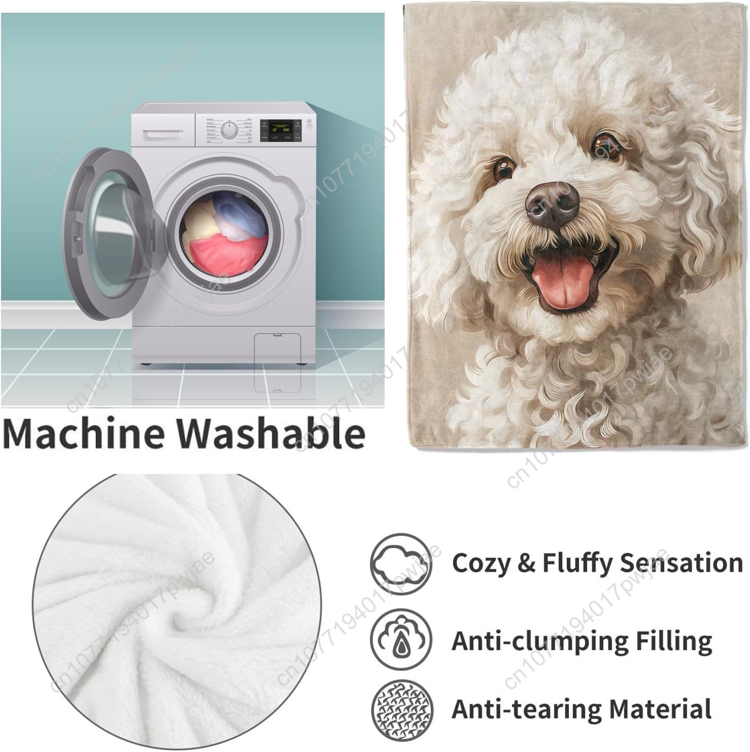Joyful Poodle Portrait Blanket - Home Textiles Designer review and price